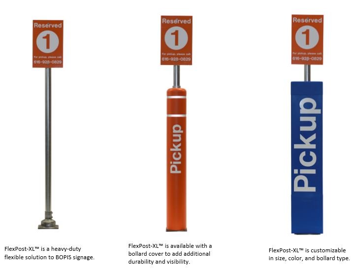 FlexPost-XL is a heavy-duty flexible solution to BOPIS signage