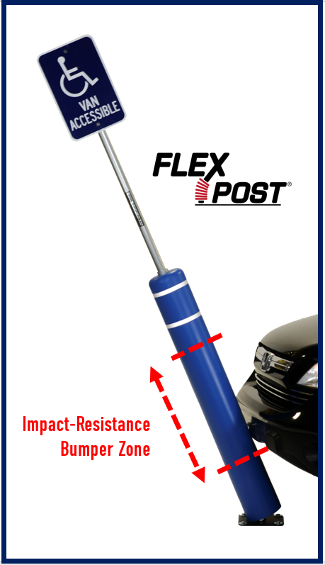 FlexPost Impact-Resistance Bumper Zone - 52" FlexBollard with Signpost for ADA