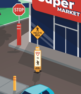 FlexPost Application: Protecting Walkways or Areas with Pedestrian Traffic / Yield to Ped Signs