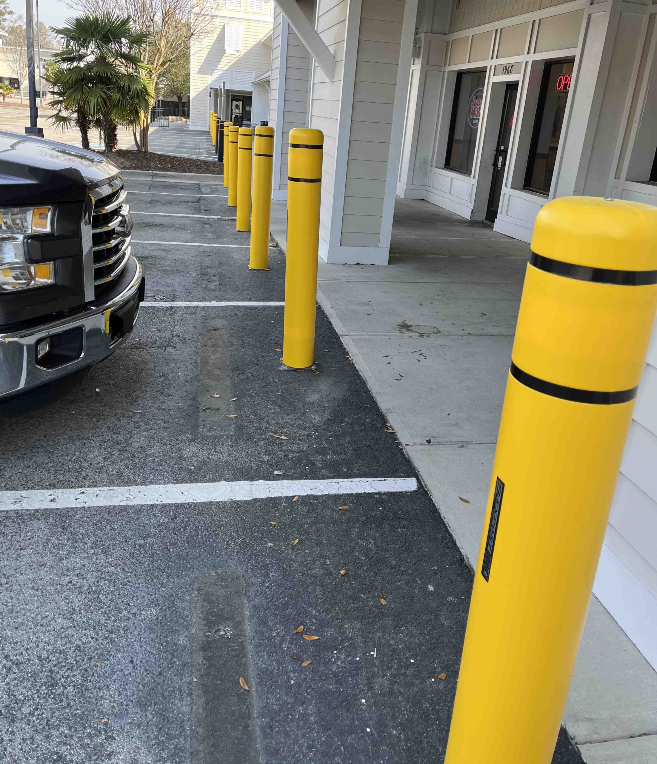 FlexBollards are surface-mounted, and can usually be installed within 30 minutes using basic tools