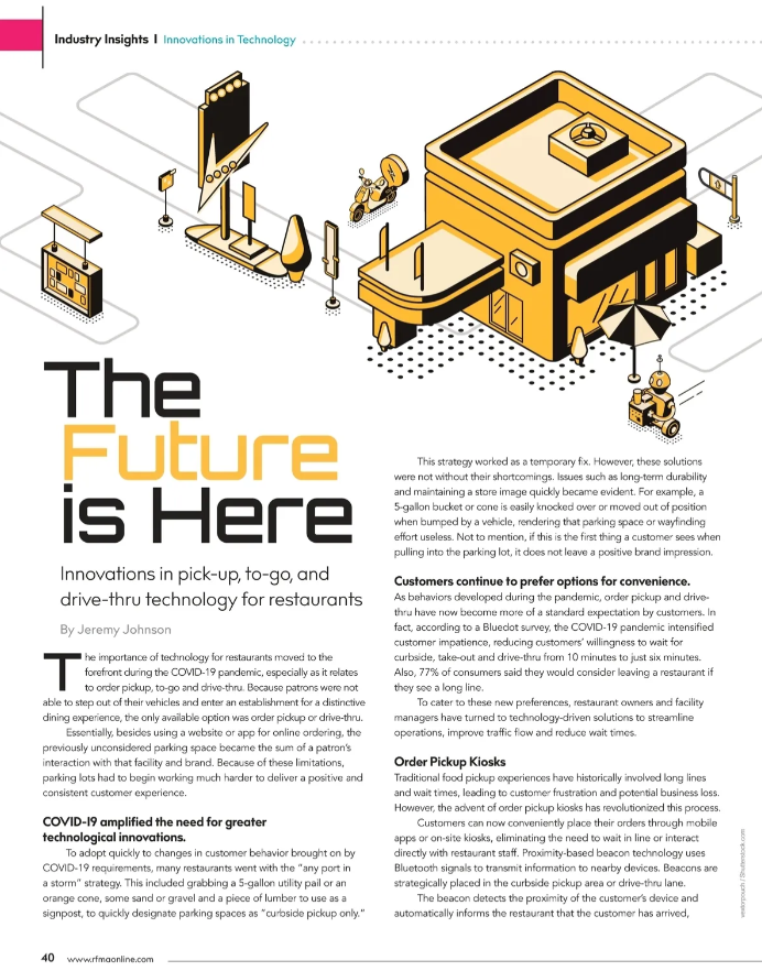FlexPost's Article in RFMA's Facilitator Magazine: The Future is Here - Innovations in pick-up, to-go, and drive-thru technology for restaurants
